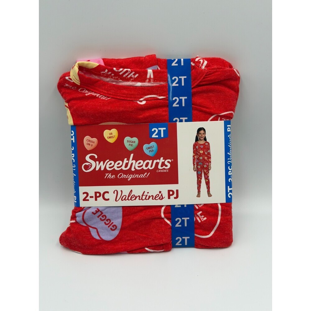 NWT Sweethearts Candies Hearts Valentine's Day 2-Piece Pajama Set Baby 2T Red